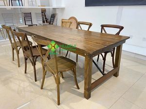 घटना ठोस लकड़ी देहाती शैली फार्म टेबल - Product Image 3