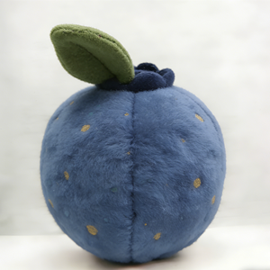 Peluche ronde bleu poudré personnalisée avec des paillettes dorées, cadeau d'anniversaire sur le thème des fruits rouges pour enfants - Product Image 3