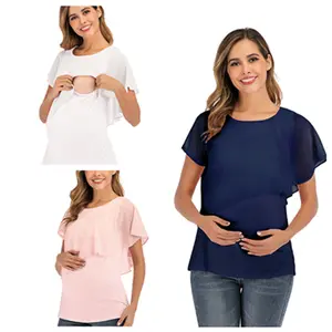 NANTEX – t-shirt de grossesse en coton à manches courtes pour maman, tunique d'allaitement pour femmes