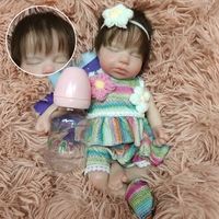 Poupée Reborn de 13 pouces en silicone intégral, souple, en silicone platine, réaliste, avec yeux ouverts, bébé fille nouveau-né, jouet doux pour tout-petit