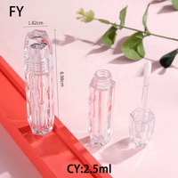 Vente en gros transparent forme irrégulière cristal vide brosse de luxe pointe tubes de brillant à lèvres bouteille