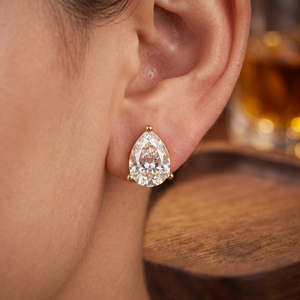 Luxury Pear VVS Lab Created Diamond Bezel Solitaire Stud <b>Earrings</b> 14K Gold IGI Certified Lab Created Diamond Stud <b>Earrings</b> - Product Image 2