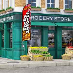 2.5*11.5 FT FRIED CHICKEN BEST High Quality Custom Feather <b>Flags</b> Beach <b>Flag</b> for Beach Party and Advertising Promotions - Product Image 3