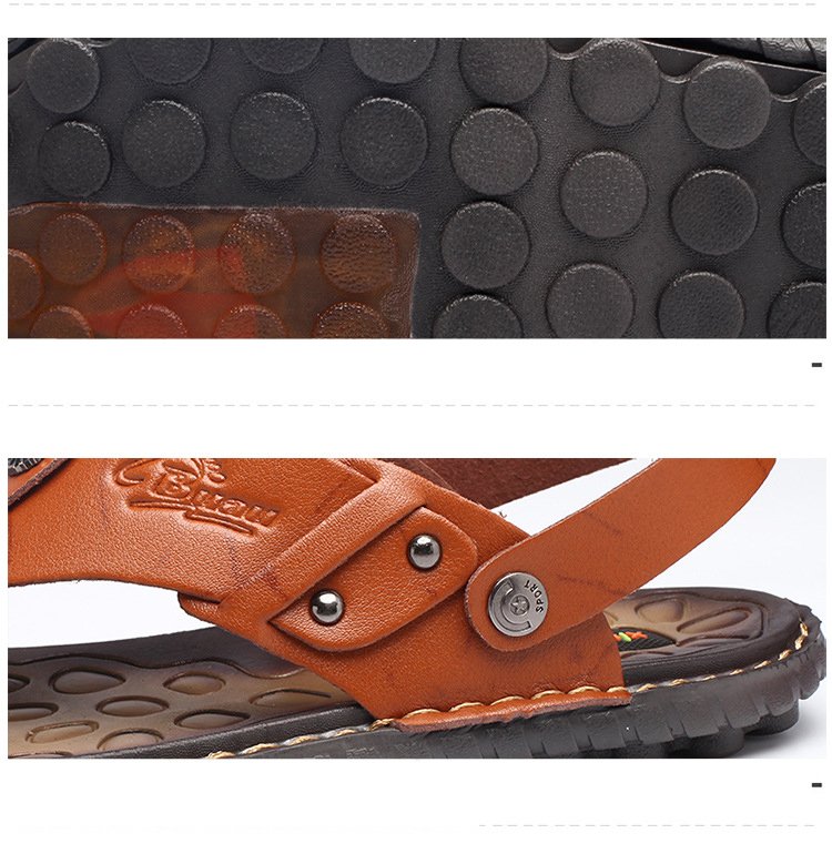 Men's Summer Leather Sandals Fashion Casual Beach Shoes Non-slip Slippers Sandal