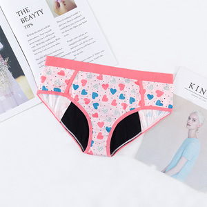 Sous-vêtements menstruels mignons en coton de taille personnalisée pour adolescentes, culottes menstruelles 4 couches <span class=keywords><strong>anti</strong></span>-<span class=keywords><strong>fuite</strong></span> - Product Image 5