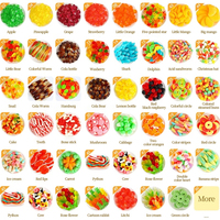 Bonbons gélifiés personnalisés en gros pour usine de confiserie, formes variées, saveurs de fruits, assortiment acide et sucré, bonbons à mâcher