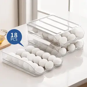 자동 스크롤 스택 계란 홀더 대용량 계란 저장 상자 다층 계란 주최자 컨테이너 냉장고