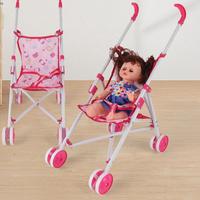 Vendeur chaud enfants jeu de rôle 10 pouces équipement de poupée fille pas cher landau pliable belle bébé poupée poussette jouet
