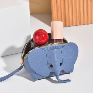 Zipper Closure Mini Elephant Wallet PU Leather Handmade Coin <b>Purse</b> Wallet <b>Small</b> Items Pouch with Detachable Strap - Product Image 2