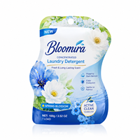 Sachet de lessive à dose unique 10 ml, forme découpée, trou de suspension, thermoscellable, personnalisable OEM pour lessive liquide, échantillon de voyage pour hôtel