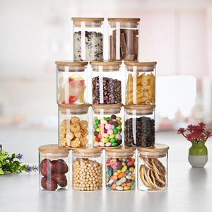 Hot Sale Haus und Küche Luftdicht versiegeltes Glas Gewürz Tee Süßigkeiten Vorrats glas mit Bambus deckel - Product Image 2