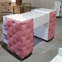Ensemble table et chaise de manucure moderne pour salon de beauté avec collecteur de poussière facile à nettoyer et support à vernis à ongles, couleur rose, idéal pour les salons de beauté et centres commerciaux