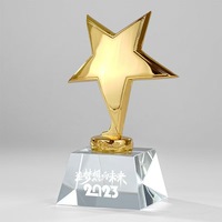 Pujiang cristal en gros pas cher clair blanc logo personnalisé musique de danse petit mini trophée en verre de cristal prix pour les enfants