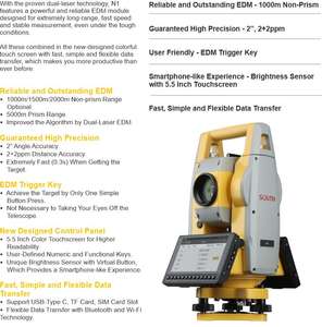 Station totale South N1 à utilisation facile, <span class=keywords><strong>logiciel</strong></span> Survey Star, précision de 2'', sans prisme sur 1500m, écran TFT LCD 5,5 pouces, système Android - Product Image 6
