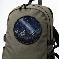 Patch thermocollant 3D personnalisé en chenille brodée motif Montagne Nocturne Étoilée pour polos et casquettes avec motifs floraux et alphabétiques