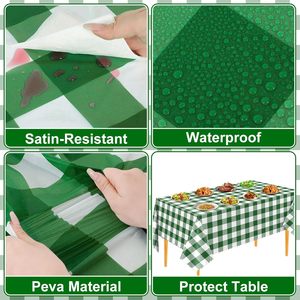 Lot de 3 nappes à carreaux vichy vert et blanc, décorations pour fête de <span class=keywords><strong>golf</strong></span> Masters, 54 x 108 pouces, nappes à carreaux vertes festonnées - Product Image 4