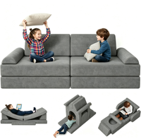 OEM/ODM 10-teiliges Weiches Kinder-Modulsofa-Set Hochdichter Schaumstoff Kleinkind-Spielcouch Komprimierte Spielzimmermöbel für Wohnzimmer
