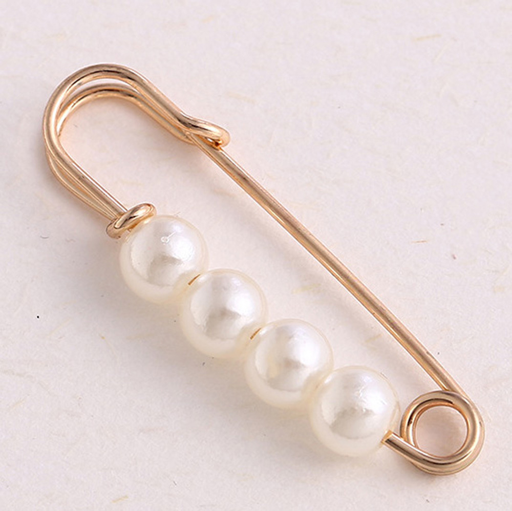 Perle blanche dorée YZ009, 3,8 cm