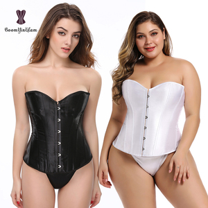 Gotico Del Corpo Shapewear <span class=keywords><strong>Top</strong></span> Grandi Donne Nero <span class=keywords><strong>Bianco</strong></span> Della Vita Shaper Pianura Corsetto <span class=keywords><strong>Top</strong></span> Bustini Più Il Formato - Product Image 1