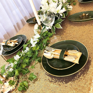 White Taffeta Fabric with Gold Silver Embroidered Round Sequins Wholesale Wedding Table Cloth for Outdoor Events Party Clothes - Product Image 5