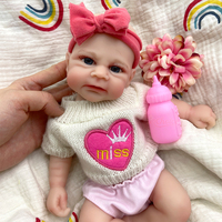 30 cm Handgefertigte Lebensechte Baby-Puppe aus Vollsilikon mit Beweglichen Gliedmaßen, Waschbar, Anatomisch Korrekt, Neugeborenes Mädchen mit Haaren
