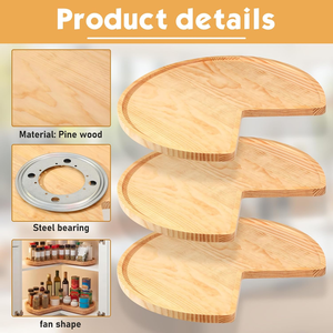 Plateau tournant en bois Lazy Susan, organisateur d'épices de cuisine rotatif à 360° - Product Image 6
