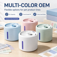 Fontaine à eau pour animaux de compagnie OEM personnalisable, 2L, fonctionnant sur USB, avec lumière bleue antibactérienne, distributeur d'eau pour chats, vente en gros