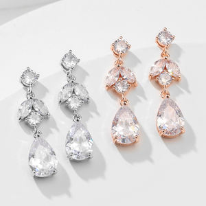 RAKOL EP5064 Wholesale Waterdrop Earrings 2021 Best Cubic Zirconia Charm Stud Earrings Party <b>Jewellery</b> - Product Image 2