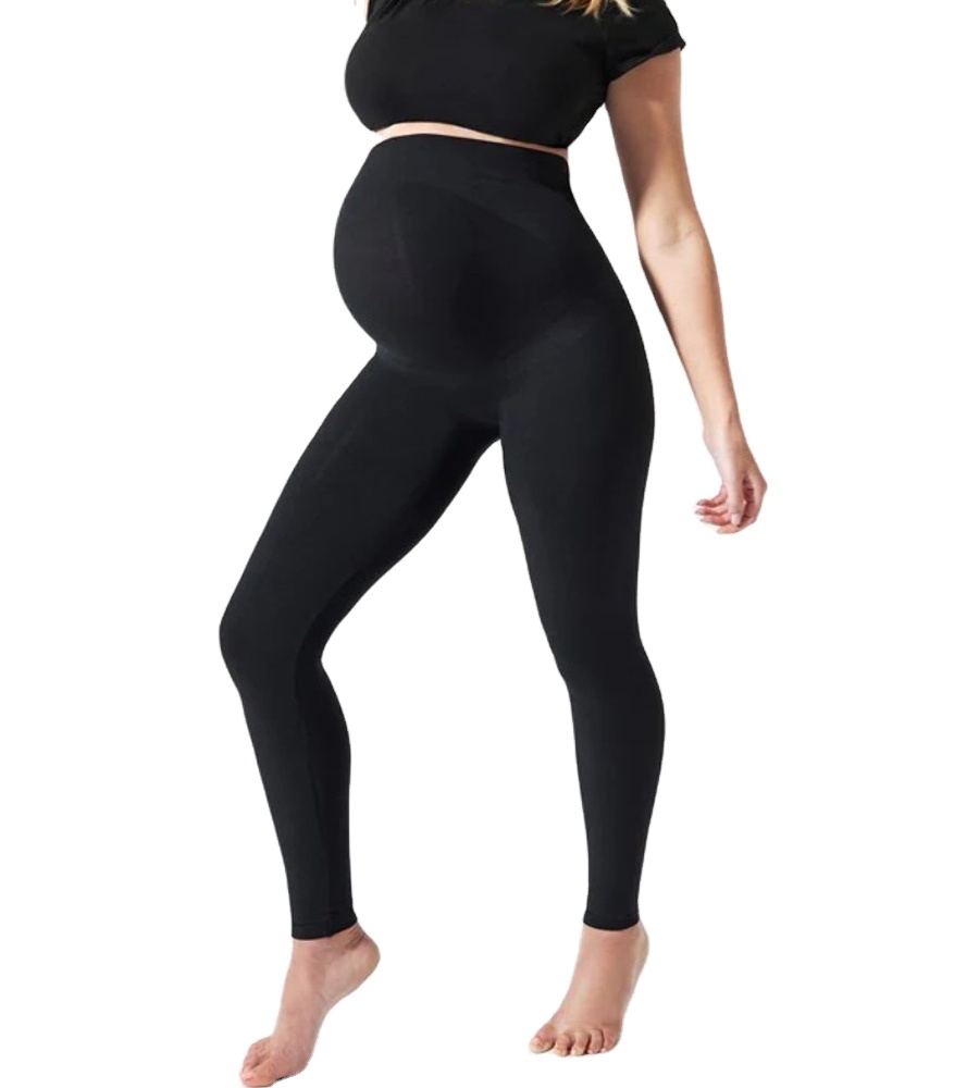 OEM Functional Seamless Maternity Wear Soft Stretch Nylon Spandex Under Bump Leggings Over Belly Pregnancy Active Workout Tights