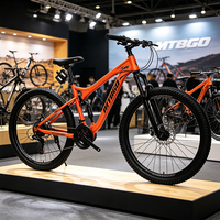 Vélo de montagne MTBGO Factory Cube Style, cadre en acier, freins à disque doubles, pneus noirs 29 pouces, Enduro, adulte, XT.