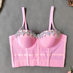 Top Corto sin Tirantes Tks Popular, Corsé Sexy con Adornos, Bordado <span class=keywords><strong>3D</strong></span>, Diseño Transpirable de Punto - Product Image 3