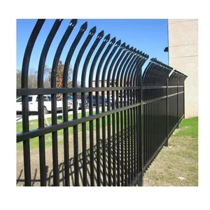 Briques de clôture en fer décoratives et clôture en fer, conception d'arc, dessus tubulaire, clôture en acier