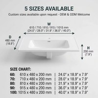 Lavabo de Cerámica Integrado Kidoir con Curva Suave, Lavabo de Encimera Blanco para Baño, Venta al por Mayor OEM para Pedidos a Granel