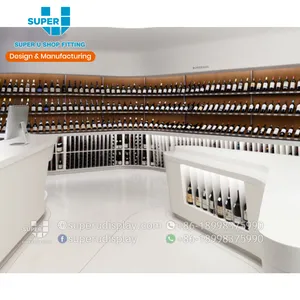 3D葡萄酒商店室内设计装饰概念现代简约风格葡萄酒展示落地支架