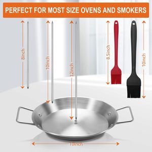 Kit de support vertical <span class=keywords><strong>pour</strong></span> broche à brochettes en acier inoxydable 6-8 avec pointes amovibles, brosses en silicone, four, barbecue, grill - Product Image 4
