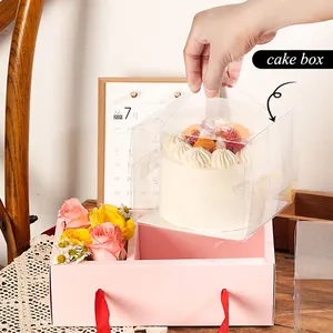 도매 장미 선물 핑크 상자 종이 포장 장식 사랑 비누 꽃 케이크 상자 명확한 창 핸들