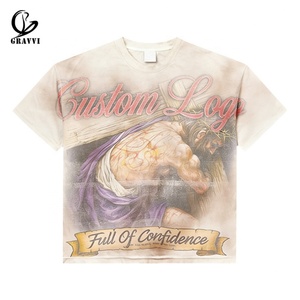 T-shirt graphique surdimensionné vintage en coton 100% lourd délavé à l'acide pour homme, style streetwear, avec logo du fabricant - Product Image 1