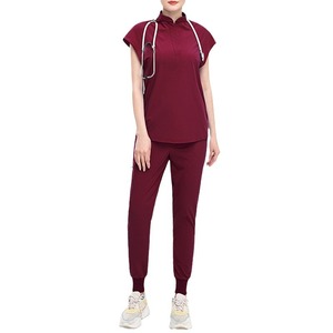 Doktorlar İçin Dokuma Esnek Kısa Kollu Yüksek Kaliteli Unisex Yetişkin İş Kıyafeti Seti (Üst ve Alt) Evcil Hayvan Bakımı ve Güzellik Salonu İçin - Product Image 1