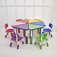 Ensemble de bureau et de chaise pour enfants de maternelle de haute qualité, moderne, réglable en hauteur, coloré, tables hexagonales pour la maternelle