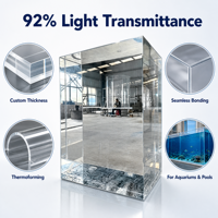 Vente flash - Plaque acrylique transparente PMMA sur mesure, épaisseur personnalisée, panneau sans joint pour grand aquarium, bassin à poissons, océanarium