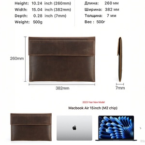 Genuine Leather 15'' Laptop <b>Tablet</b> Case with Magnetic Closure Waterproof Lightweight & Durable Travel Carry <b>Bag</b> - Product Image 4