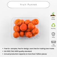 Récipient d'emballage PET clair de fruits frais à clapet carré d'approvisionnement d'usine boîtes d'anneaux perforées en plastique pour tomates, cerises et fruits