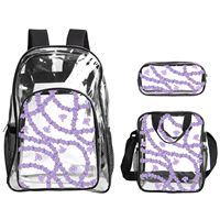 Sac à dos de pique-nique transparent de haute qualité avec impression personnalisée Maile Lei, ensemble de trois pièces en PVC, grande capacité, MOQ=1
