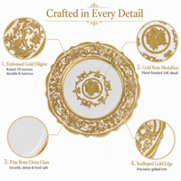 Vajilla de Lujo para Bodas Estilo Dubái con Patrón Elegante y Decoración Dorada, Productos Ecológicos - Súper Septiembre