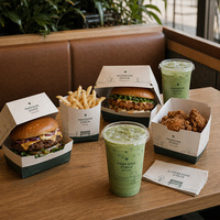 Emballage alimentaire durable personnalisé avec logo pour hamburgers, poulet frit, frites, boîte en papier à emporter, conteneur jetable, vente en gros, fournitures de restauration