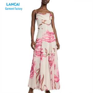 Diseño de vestido personalizado Impresión digital vestido de color Sin mangas Halter suelto mujeres casual Maxi vestido de fiesta - Product Image 1