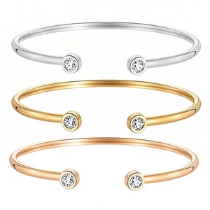 Bracciali Personalizzabili in Acciaio Inossidabile Placcato Oro 18K con Zirconi Bianchi, Forme a Cuore, Quadrate e a Goccia d'Acqua, Unisex - Product Image 1