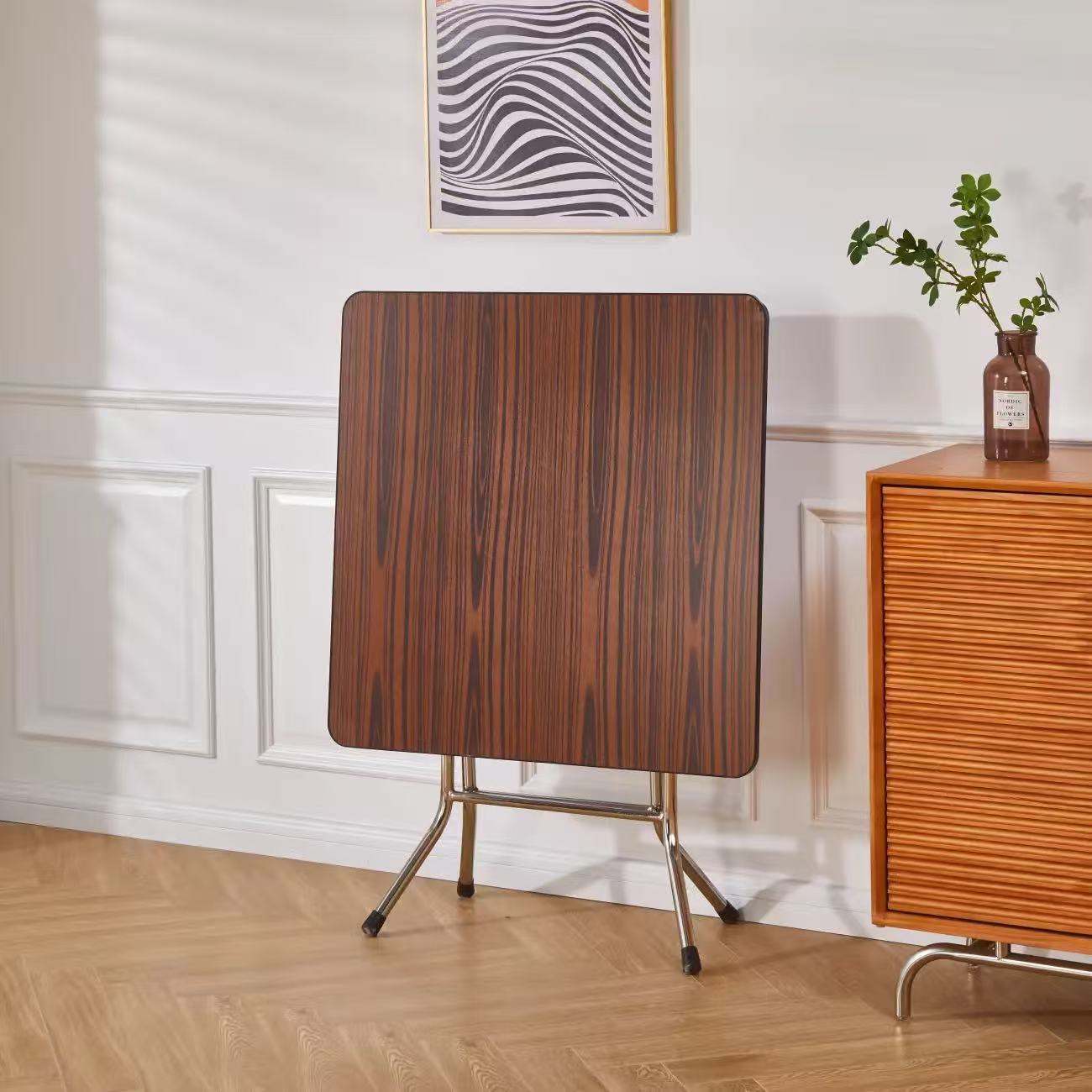 Grain de bois marron + qualité premium (table carrée de 80 cm)