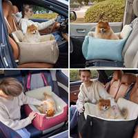Siège de voiture imperméable pour animaux de compagnie, pour petits chiens et chats, lit surélevé en peluche chaud pour l'hiver avec laisse à clipser, housse amovible et lavable