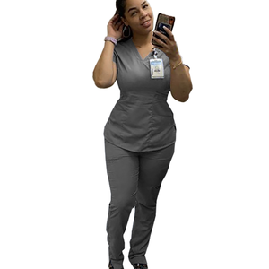 Alta calidad Scrubs Spandex Personalizable Scrubs Uniformes Conjuntos Grays <span class=keywords><strong>Anatomy</strong></span> Hunter Green Scrubs Mujeres - Product Image 2